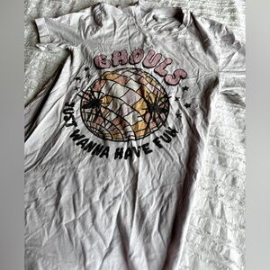 Small, light pink tee, women’s, Halloween top, ghouls just wanna have fun